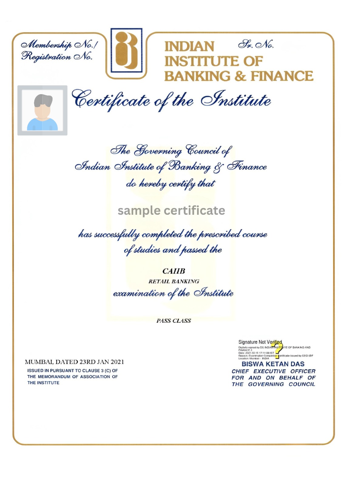 Sample Certificate